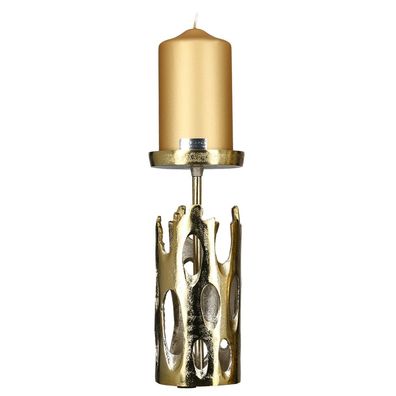 Casablanca Leuchter "Apollon" Aluminium . goldfarben für Stumpenkerze (Ø 9 cm) H: