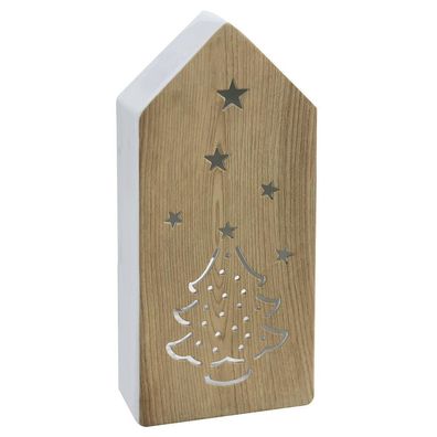 Casablanca Windlicht "Madera" Tannen-Motiv, orz. Höhe 30cm, Breite 13cm, Tiefe