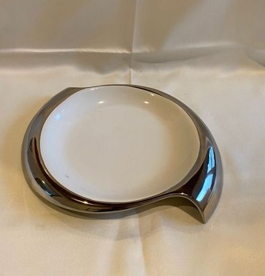 Gilde Dekoschale weiß/silber 26 x 21cm