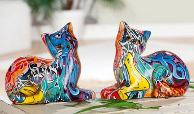 Gilde Katze Street Art liegend Kunstharz mehrfarbig 37538