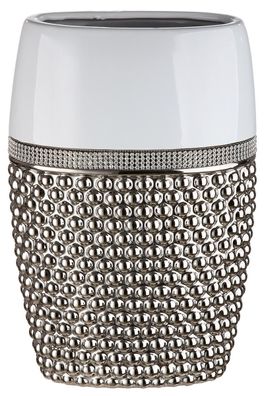Gilde Vase flach "Bubble" Keramik silberfarben 47347