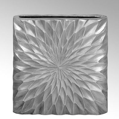 Lambert Crisant Gefäß Aluminiumguß oval groß graphit galvanisiert H 27 cm, B 27