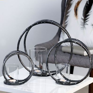 Casablanca Leuchter Rings anthrazit, etall mit Glas Höhe: 32 cm Breite: 32 cm