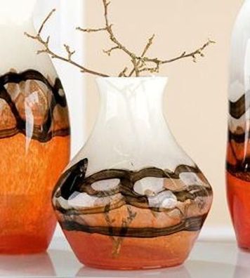Gilde Glasart Bauchvase "Lava" creme/rot/gold Höhe 26 cm 39153