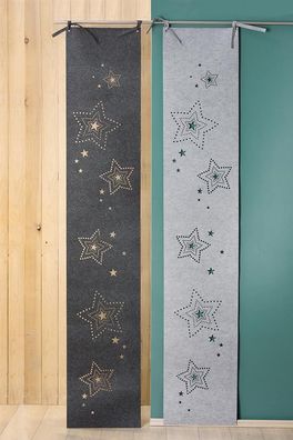 Gilde Filz Wandtepp. Stern Laser Cut hell/dunkelgrau+Schlaufen Flächenvorhang