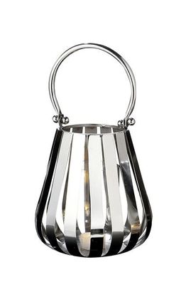 Gilde Windlicht "Strap" silber, mit Glas Höhe 19,0 cm Durchm. 17,0 cm