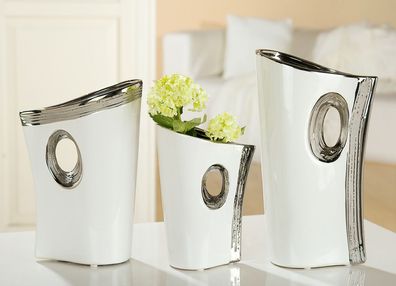 Gilde Keramik Lochvase Oval Janina 33585