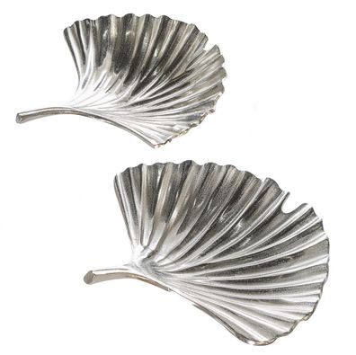 Casablanca Schale Ginkgo Alu antik silberf. 39x39cm Höhe: 11 cm Breite: 39 cm