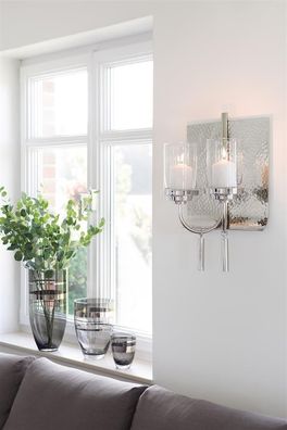 Fink TALON Wandleuchter m. Glas, ernickelt Höhe 41, Breite 17, änge 38 158149