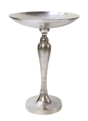 Kaheku Schale auf Fuß Cameo Aluminium vernickelt, Durchmesser 37 cm, Höhe 51 cm