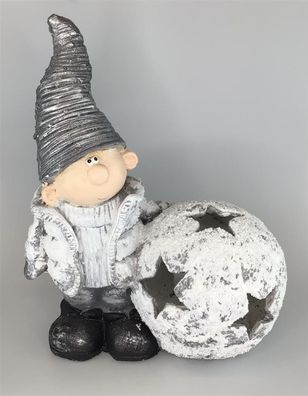 Formano Zwerg Windlicht grau/weiß H:45cm L:36cm B:19cm
