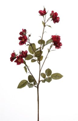 Gilde Rosenzweig ''Nicca'' aus Kunststoff · dunkel rot mit 11 Rosenblüten Höhe 73