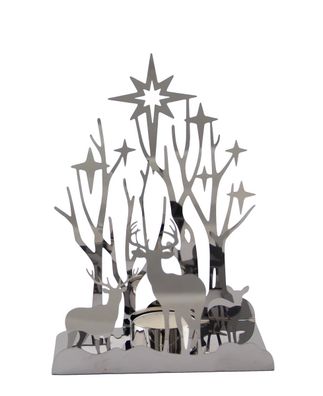 Teelichthalter Evani Hirsche silber, Höhe 17,5 cm