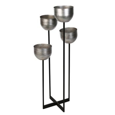 Casablanca Vase Pflanzobjekt / Leuchter "Quattro" Metall . silberfarben / schwarz