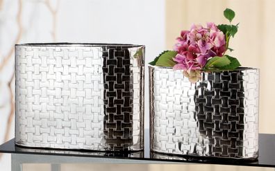 Gilde Schmale Vase "Treccia" silberfarben, mit Flechtmuster nicht wasserdicht