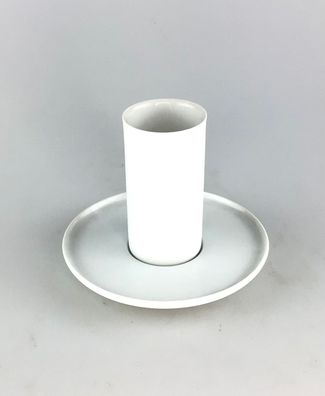 Fürstenberg Reliefbecher weiß m. Untertasse 10x12,5cm