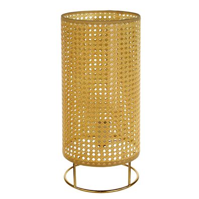 Casablanca Lampe "Vienna" Metall / Kunststoffgeflecht . goldfarben / naturfarben