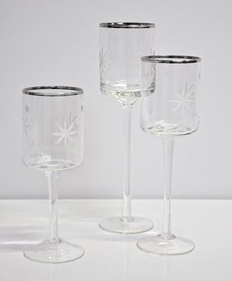 Kaheku Windlicht Leuchter Stars klar/Schliff/Plat.26 cm hoch 846000199