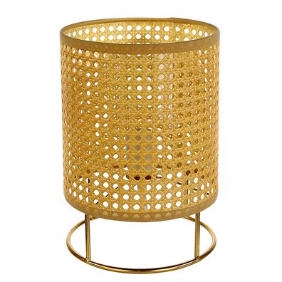 Casablanca Lampe "Vienna" Metall / Kunststoffgeflecht . goldfarben / naturfarben