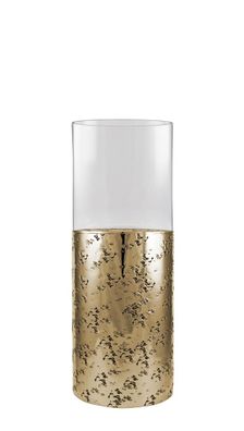 Kaheku Windlicht Loukia antik gold Aluminium mit Glasaufsatz, Durchmesser 16 cm,