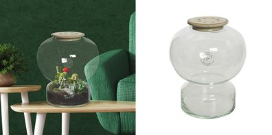 Gilde Glas Vase mit Keramik Lochdeckel für einzelne Blumen 99376