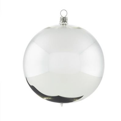 Rödentaler Weihnachtskugeln 4 er Set mundgeblasen Silber glänzend 8cm R08-031584