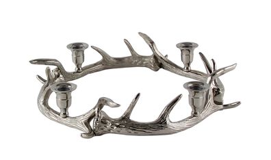 Kaheku Kranz Aldan Geweih Aluminium vernickelt, Durchmesser 46 cm 
für 4x Stabkerz