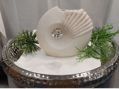 Gilde Keramik flache Vase Fossile