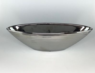 Kaheku Schale Boat Streifen silber 35x11x10cm 768018021