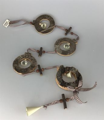 Gilde Holz Girlande mit Glocken L: 102cm