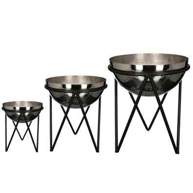 Casablanca Pflanzschale "Pianta" Edelstahl / Metall . silberfarben / schwarz zum