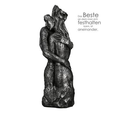 Casablanca Skulptur "Embrace" Poly . silberfarben . Antikfinish sich umarmendes