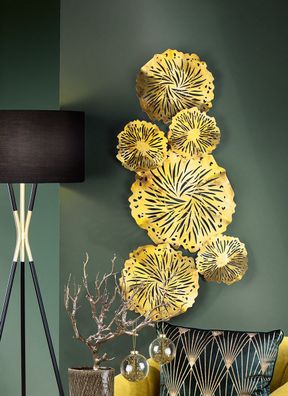 Gilde Relief "Goldseerosenblätter" bestehend aus 7 Rosenblätter in antik Gold H: