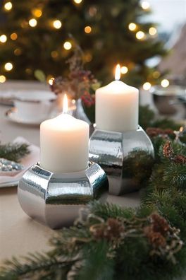 Fink PIADA, Stumpenkerzenhalter, Edelstahl , silberfarben, L. 13 cm, B. 14 cm, H