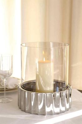 Fink Windsor Windlicht Edelstahl mit Glas H=32 5cmD=24 159100