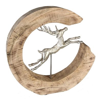Casablanca Skulptur"Jumping"Mangoholz/Alu. H.44cm