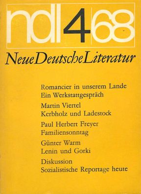 Neue Deutsche Literatur ndl 4-1968 Aufbau Verlag