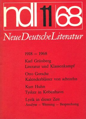 Neue Deutsche Literatur ndl 11-1968 Aufbau Verlag