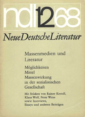 Neue Deutsche Literatur ndl 12-1968 Aufbau Verlag