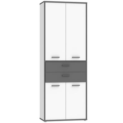 Aktenschrank Keijo 2 Weiß Wolfram Grey 85x227x42 cm Büroschrank Büro