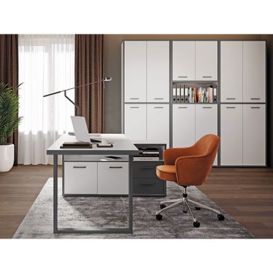 Arbeitszimmer Keijo 24 Weiß Wolfram Grey 4-teilig Bürozimmer Büro
