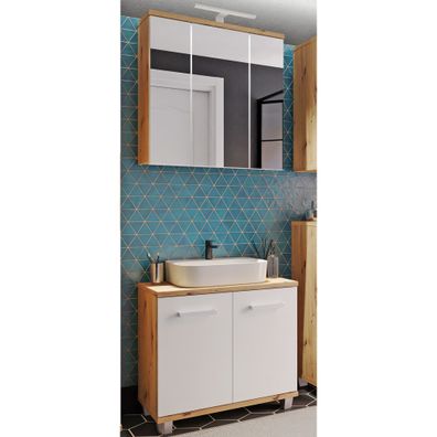 Badezimmer Viola 13 Secret Grey 2-teilig Unterbeckenschrank LED