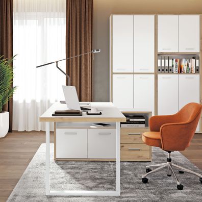 Arbeitszimmer Keijo 25 Weiß Artisan Oak 3-teilig Bürozimmer Büro