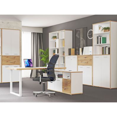 Arbeitszimmer Keijo 37 Weiß Artisan Oak 8-teilig Bürozimmer Büro