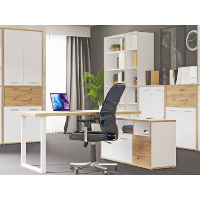 Arbeitszimmer Keijo 40 Weiß Artisan Oak 7-teilig Bürozimmer Büro