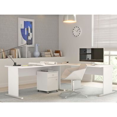 Arbeitszimmer Tegan 33 weiß 4-teilig Büro Schreibtisch Schrank