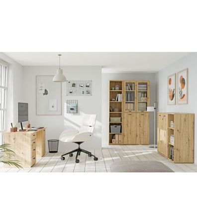Arbeitszimmer Gobbo 23 Artisan Oak 5-teilig Bürotisch Aktenschränke