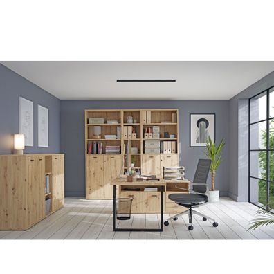 Arbeitszimmer Gobbo 25 Artisan Oak 7-teilig Bürotisch Aktenschränke