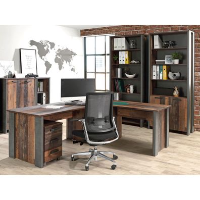 Arbeitszimmer Cedric 127 Old Wood Vintage 8-teilig Aktenschrank