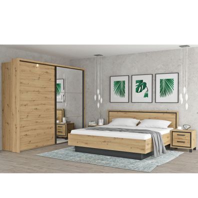 Schlafzimmer Trace 81 Artisan Eiche 5-teilig Schwebetürenschrank